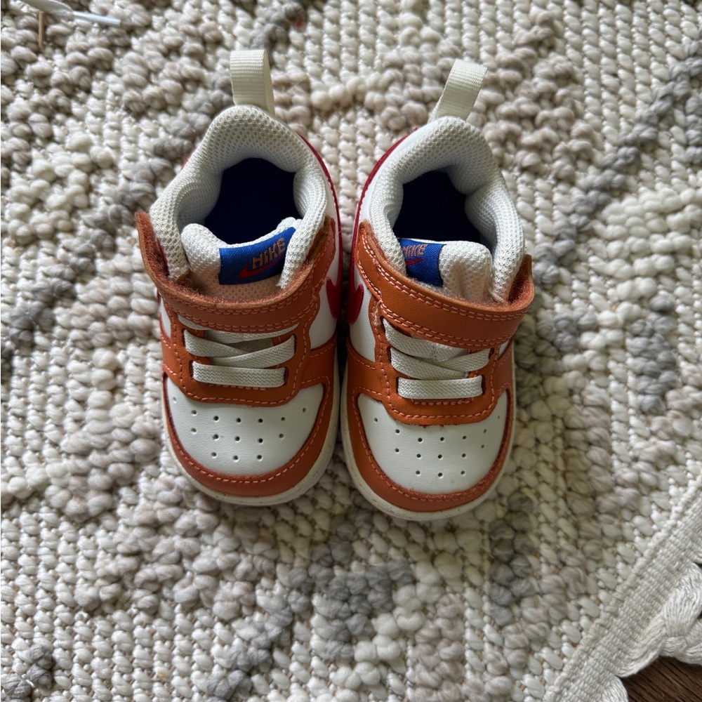 Nike Kids Sneakers White and Orange with Blue Accents